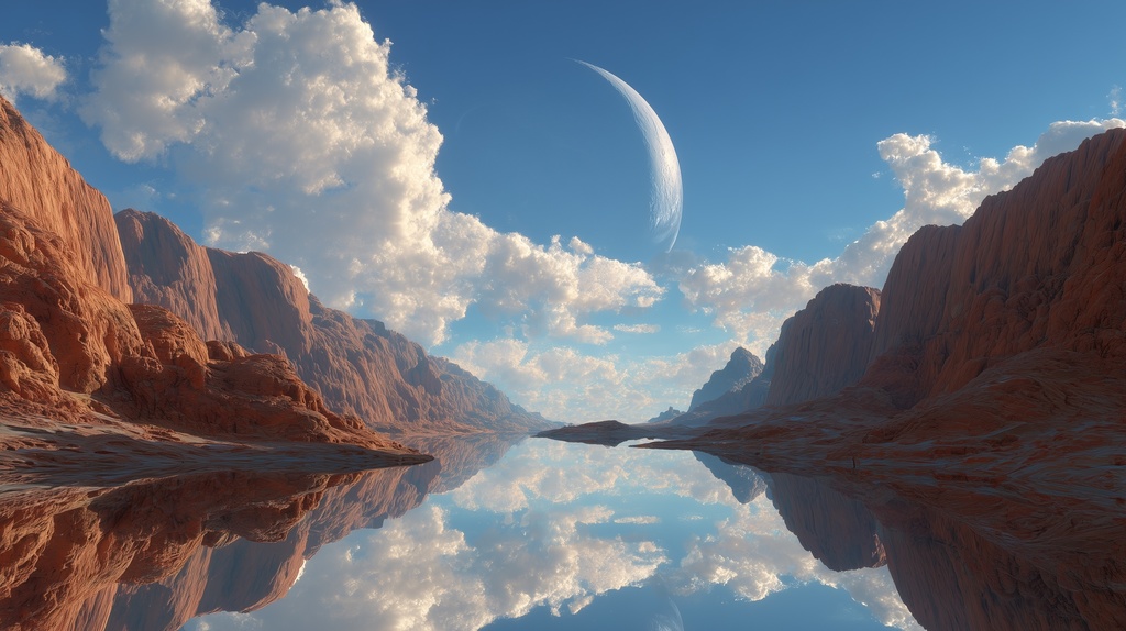 幻想的な空と雲の背景素材【高画質10枚】Vol.111〈三日月編〉