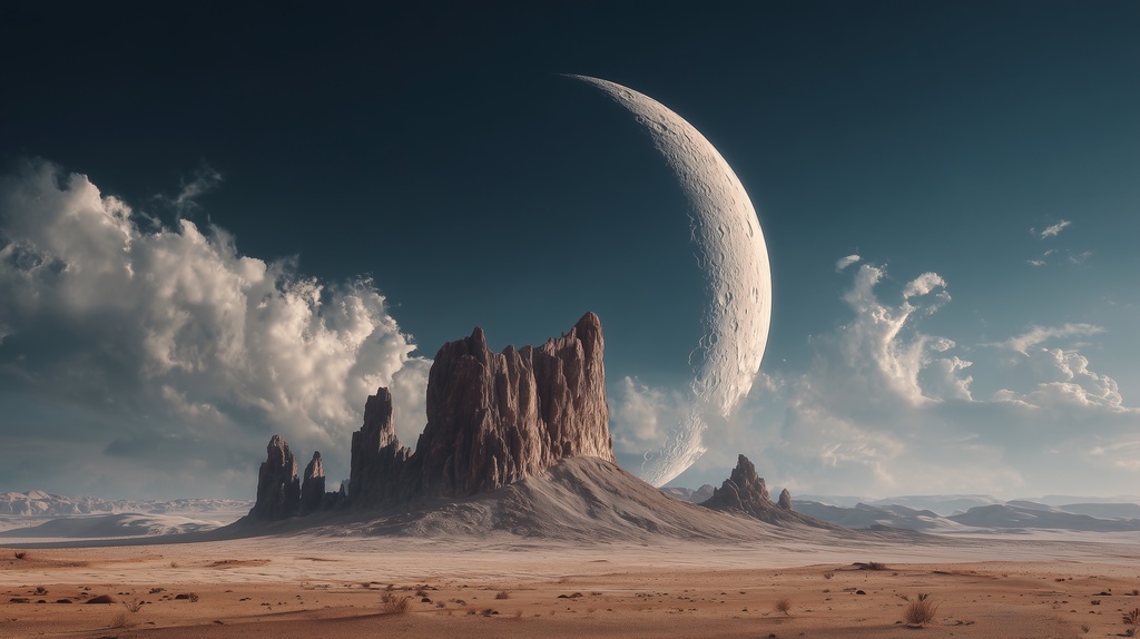 幻想的な空と雲の背景素材【高画質10枚】Vol.111〈三日月編〉