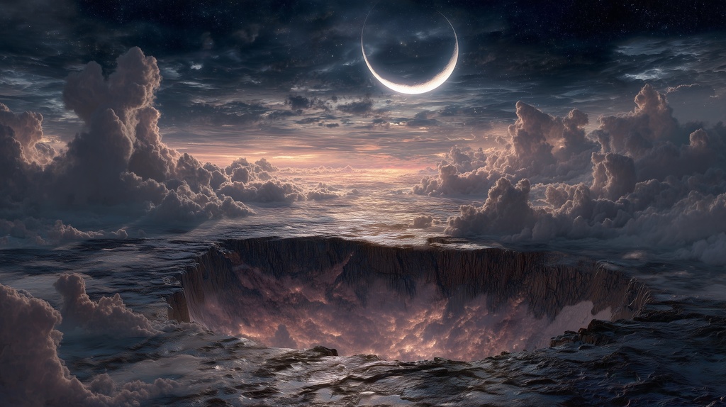 幻想的な空と雲の背景素材【高画質10枚】Vol.112〈三日月編〉