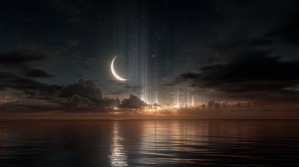 幻想的な空と雲の背景素材【高画質10枚】Vol.112〈三日月編〉