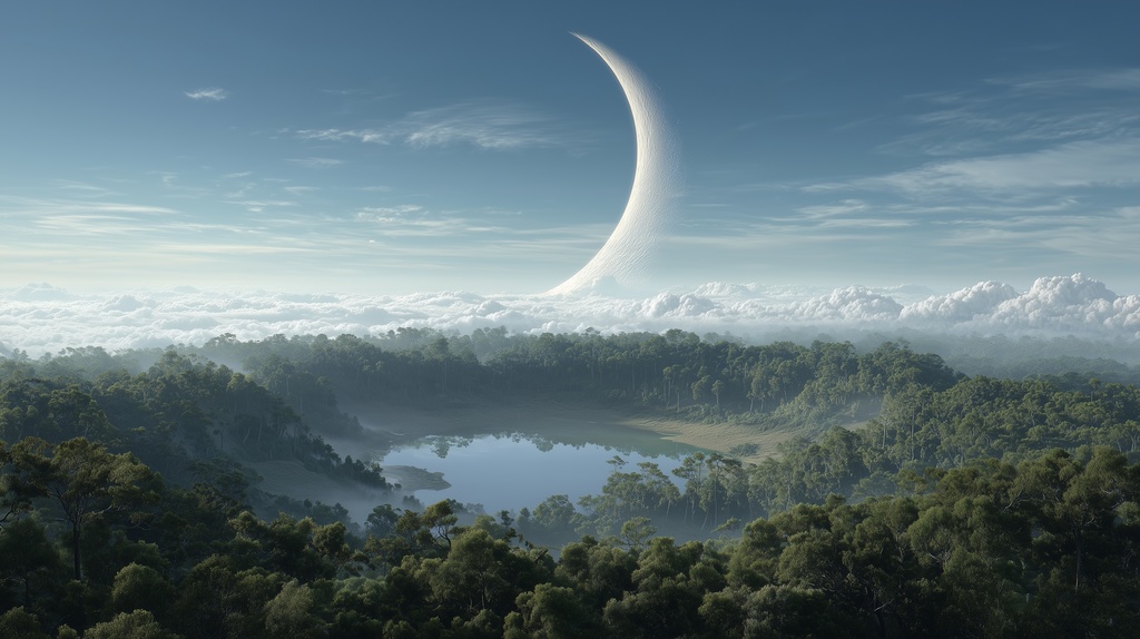 幻想的な空と雲の背景素材【高画質10枚】Vol.113〈三日月編〉