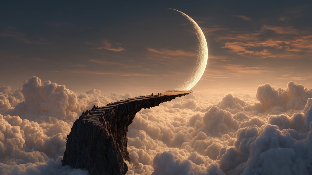 幻想的な空と雲の背景素材【高画質10枚】Vol.113〈三日月編〉