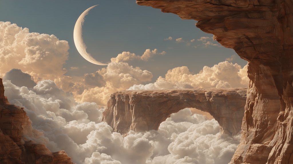 幻想的な空と雲の背景素材【高画質10枚】Vol.113〈三日月編〉