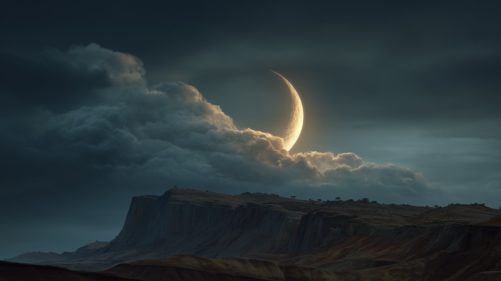 幻想的な空と雲の背景素材【高画質10枚】Vol.113〈三日月編〉