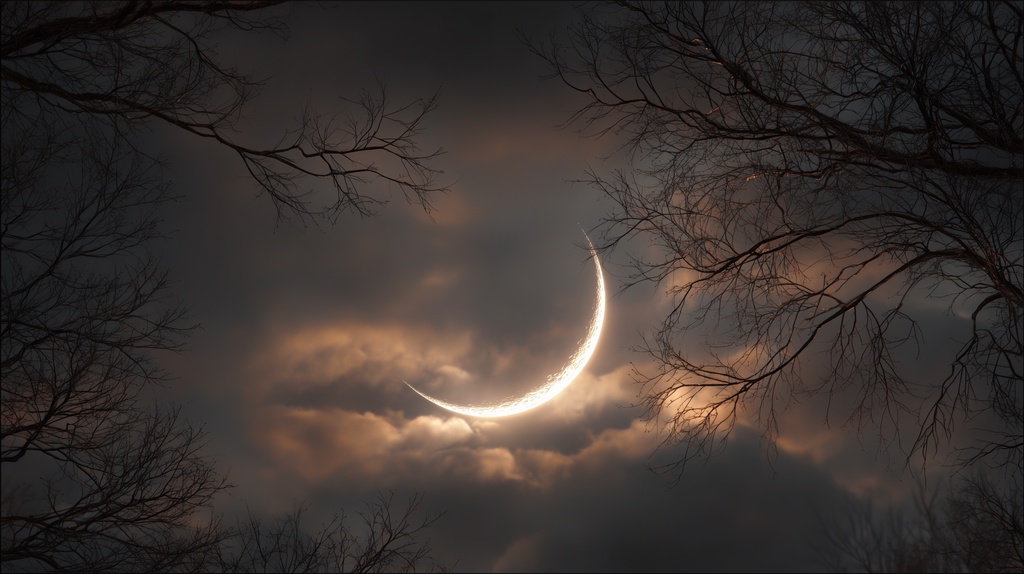 幻想的な空と雲の背景素材【高画質10枚】Vol.114〈三日月編〉