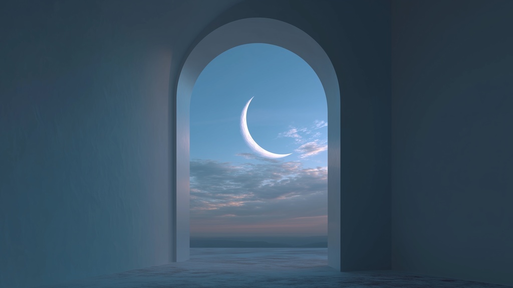 幻想的な空と雲の背景素材【高画質10枚】Vol.114〈三日月編〉