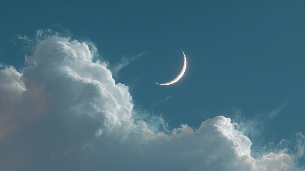 幻想的な空と雲の背景素材【高画質10枚】Vol.115〈三日月編〉