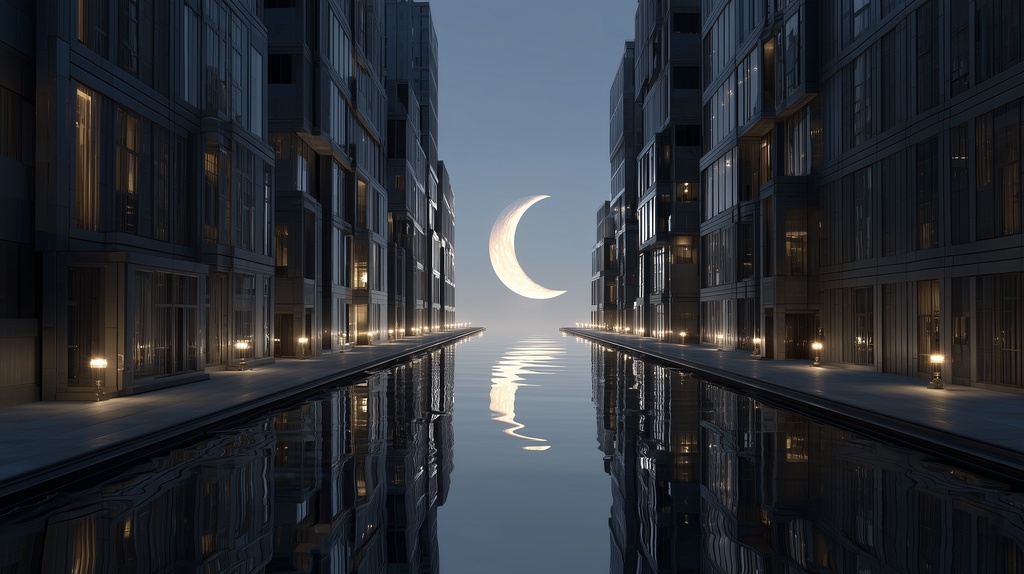 幻想的な空と雲の背景素材【高画質10枚】Vol.115〈三日月編〉