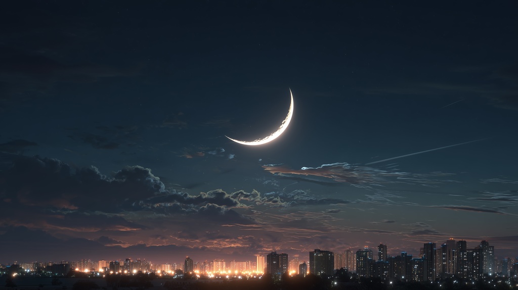 幻想的な空と雲の背景素材【高画質10枚】Vol.115〈三日月編〉