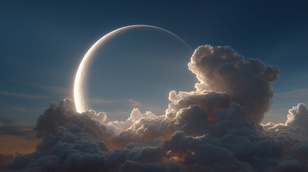 幻想的な空と雲の背景素材【高画質10枚】Vol.116〈三日月編〉