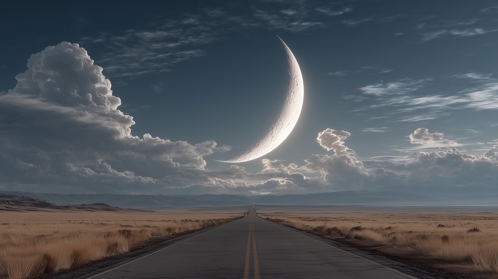 幻想的な空と雲の背景素材【高画質10枚】Vol.116〈三日月編〉