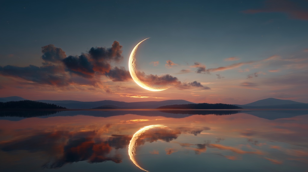 幻想的な空と雲の背景素材【高画質10枚】Vol.120〈三日月編〉