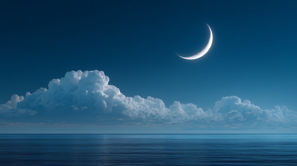 幻想的な空と雲の背景素材【高画質10枚】Vol.120〈三日月編〉