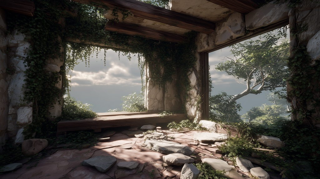 幻想的な空と雲の背景素材【高画質10枚】Vol.127〈住宅廃墟・日中編〉