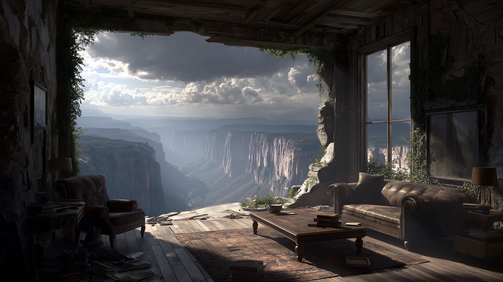 幻想的な空と雲の背景素材【高画質10枚】Vol.128〈住宅廃墟・日中編〉