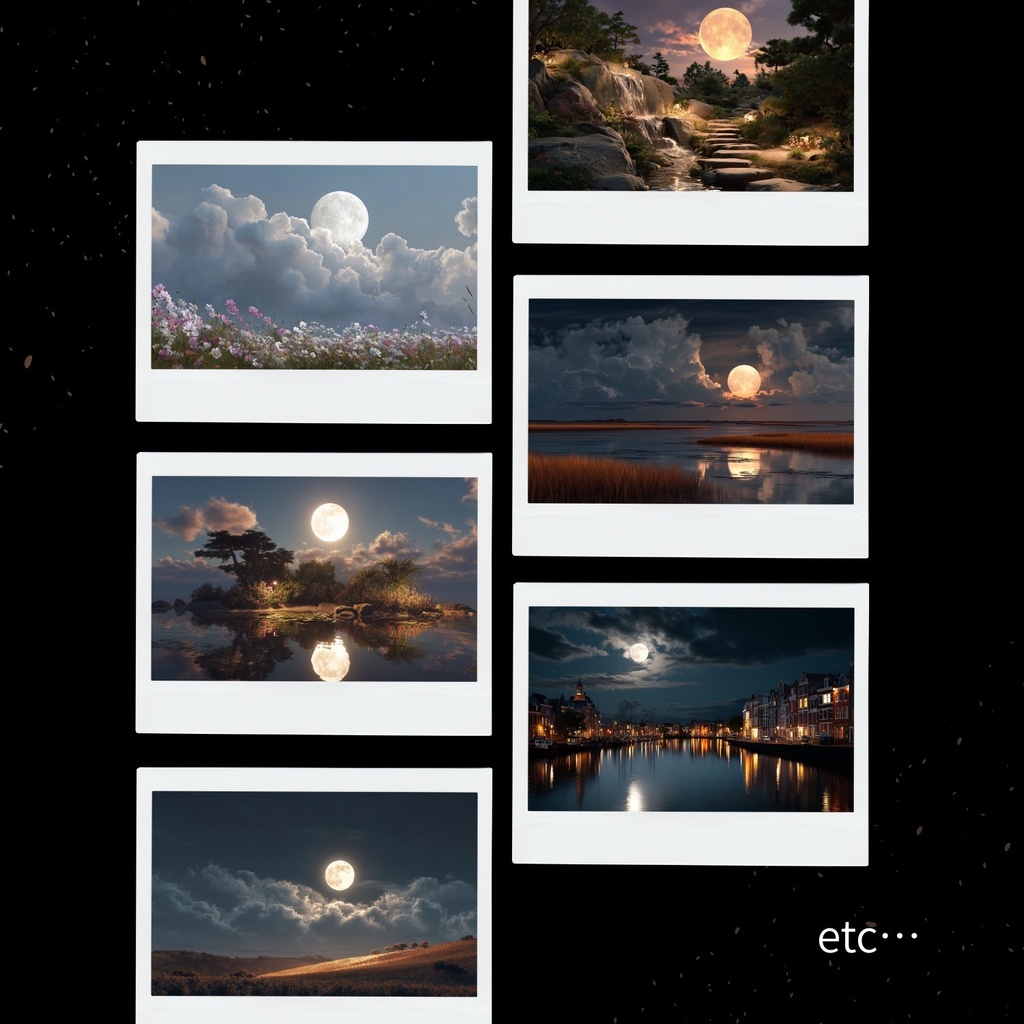 幻想的な空と雲の背景素材【高画質100枚:満月編】