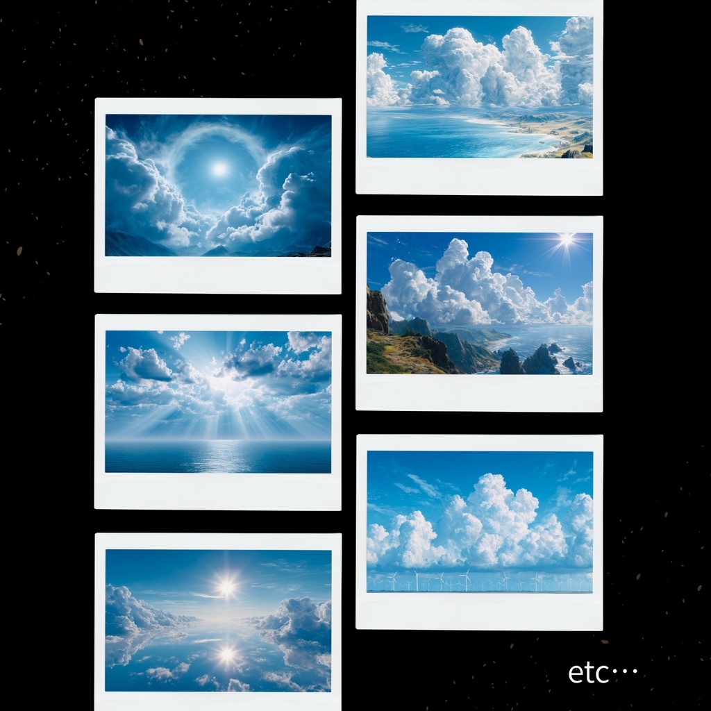 幻想的な空と雲の背景素材【Vol.11~20:快晴編/100枚まとめ売り】