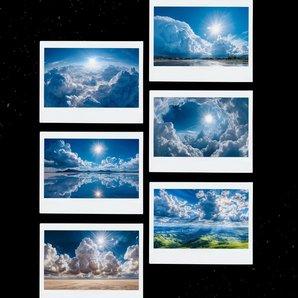 幻想的な空と雲の背景素材【Vol.11~20:快晴編/100枚まとめ売り】