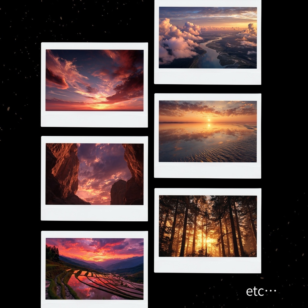 幻想的な空と雲の背景素材【Vol.21~30:夕焼け編/100枚まとめ売り】