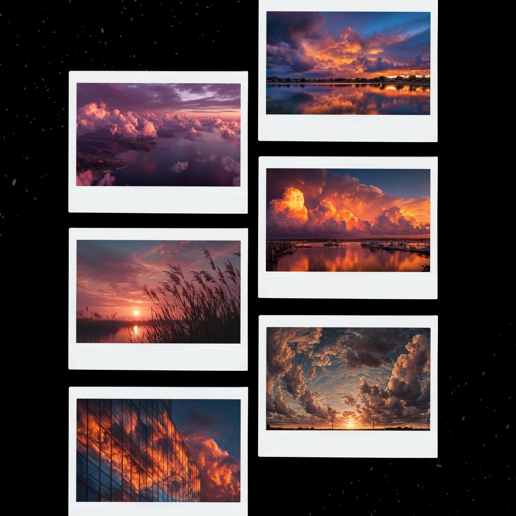 幻想的な空と雲の背景素材【Vol.21~30:夕焼け編/100枚まとめ売り】