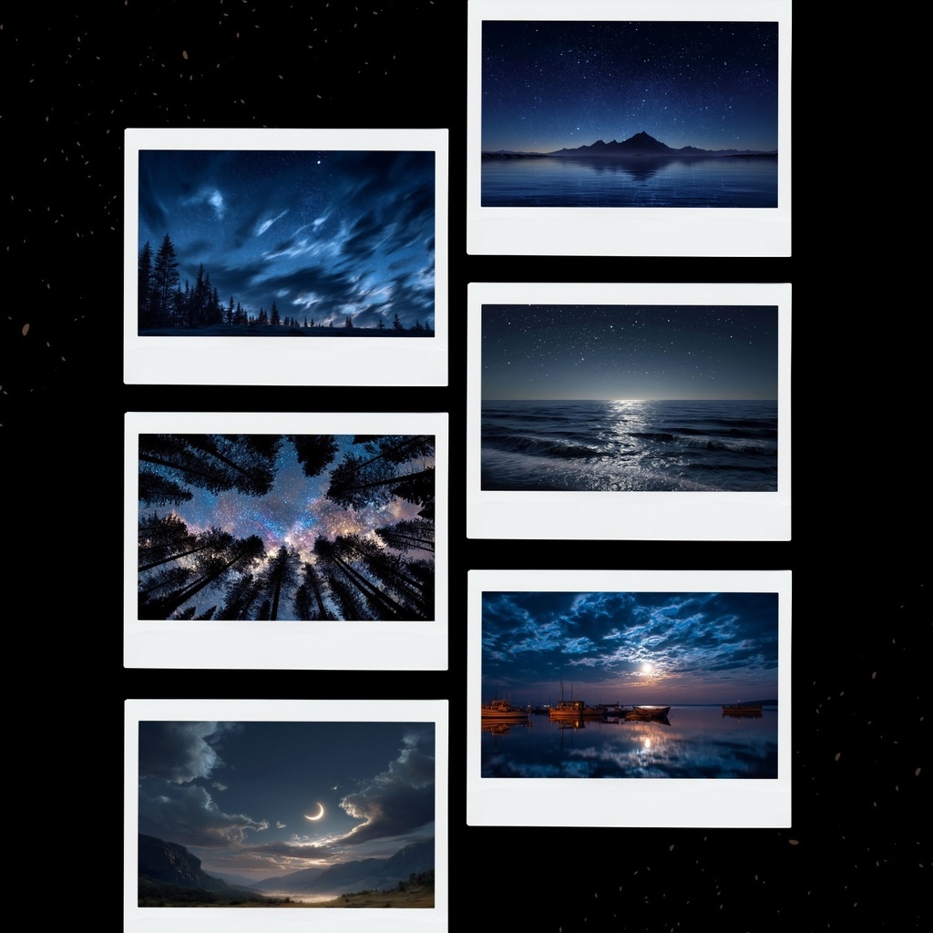 幻想的な空と雲の背景素材【Vol.31~40:夜空編/100枚まとめ売り】