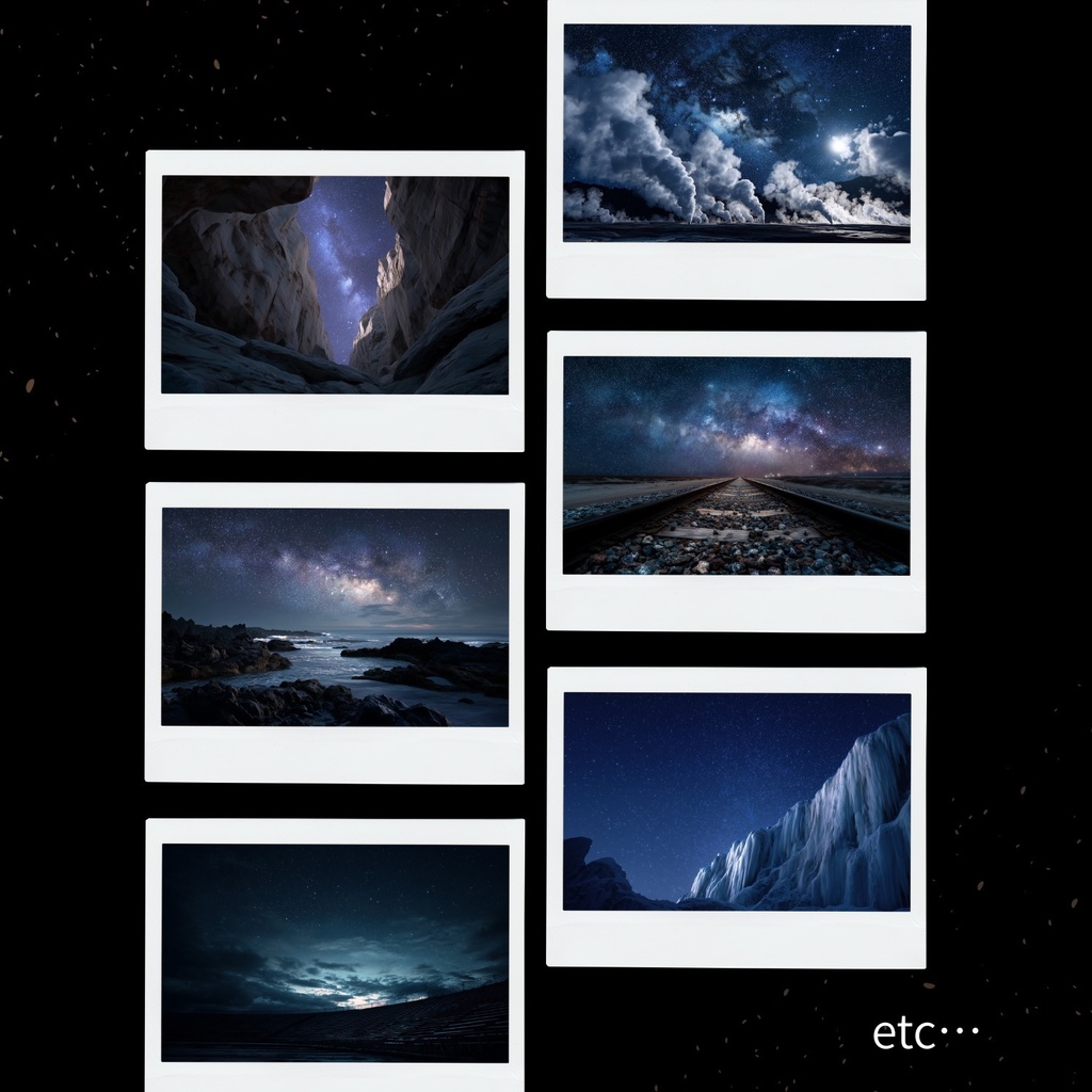 幻想的な空と雲の背景素材【Vol.31~40:夜空編/100枚まとめ売り】