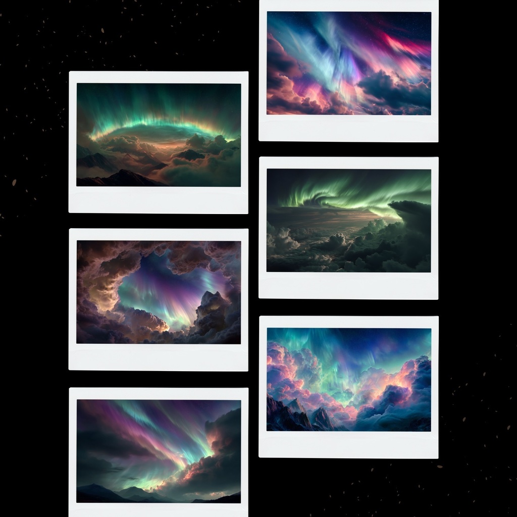 幻想的な空と雲の背景素材【Vol.41~50:オーロラ編/100枚まとめ売り】