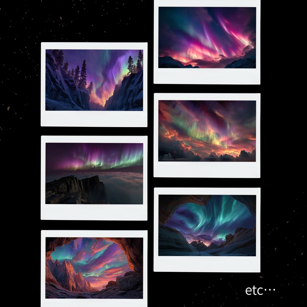 幻想的な空と雲の背景素材【Vol.41~50:オーロラ編/100枚まとめ売り】