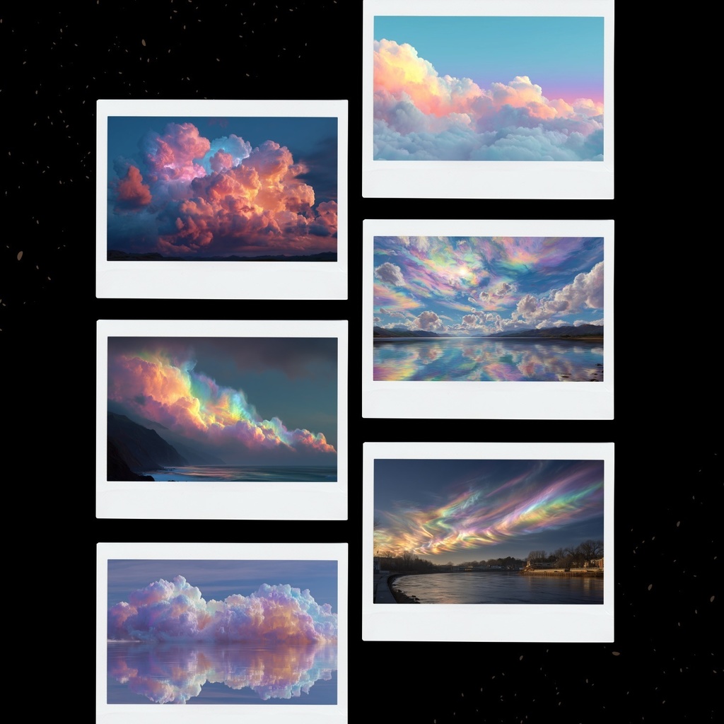 幻想的な空と雲の背景素材【Vol.51~60:彩雲編/100枚まとめ売り】