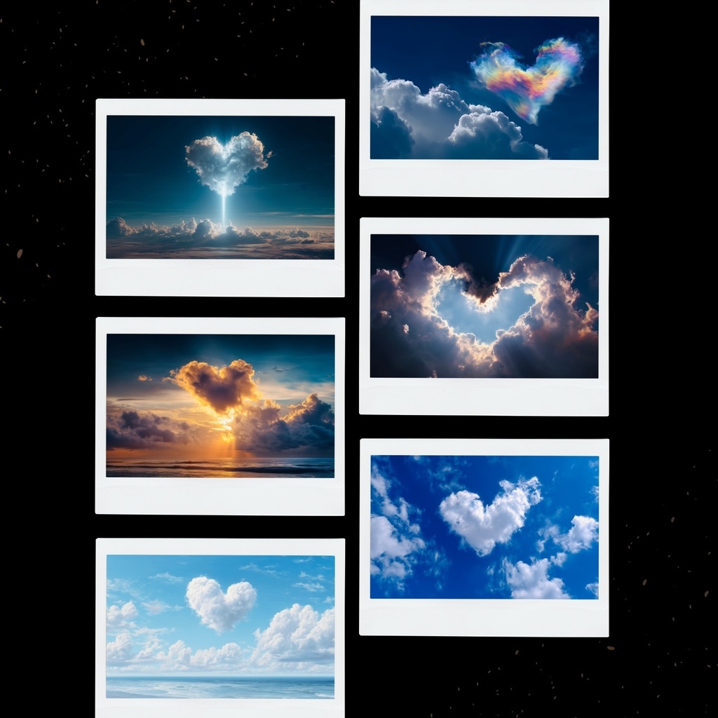 幻想的な空と雲の背景素材【Vol.61~70:ハート雲編/100枚まとめ売り】