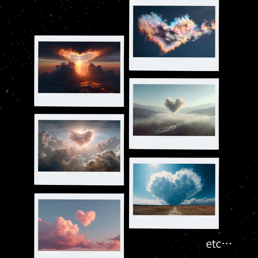 幻想的な空と雲の背景素材【Vol.61~70:ハート雲編/100枚まとめ売り】