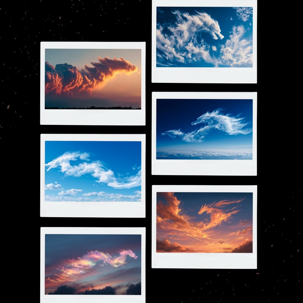 幻想的な空と雲の背景素材【Vol.71~80:龍雲編/100枚まとめ売り】