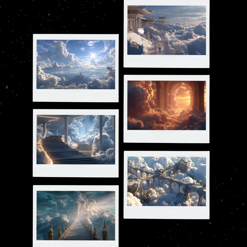 幻想的な空と雲の背景素材【Vol.81~90:天界編/100枚まとめ売り】