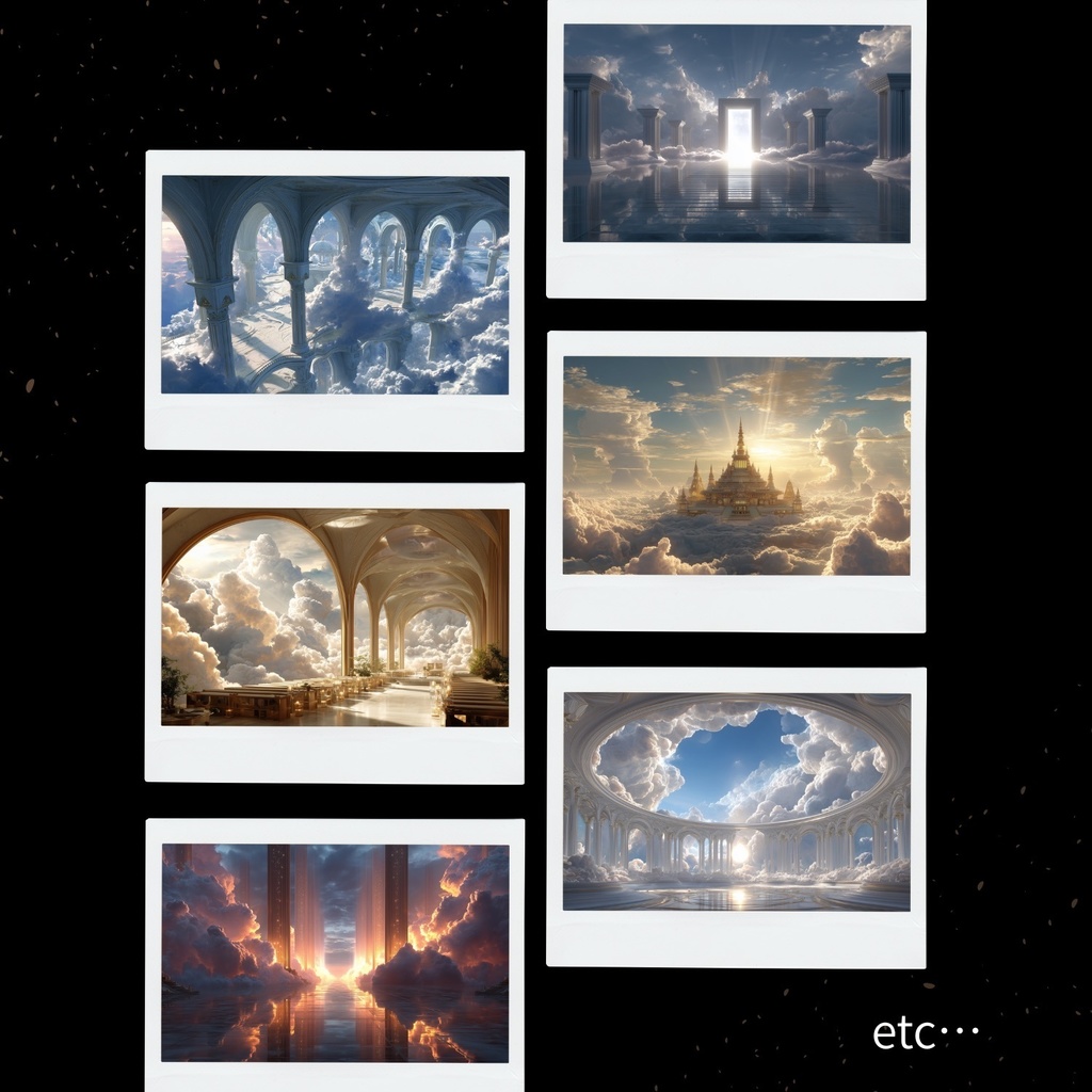 幻想的な空と雲の背景素材【Vol.81~90:天界編/100枚まとめ売り】