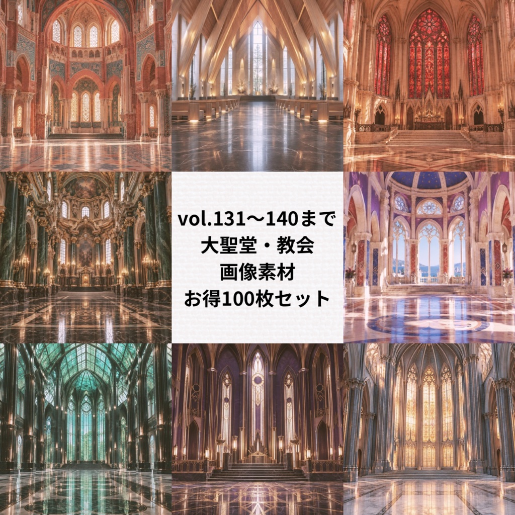 大聖堂・教会の背景素材【Vol.131~140／計100枚まとめ売り】