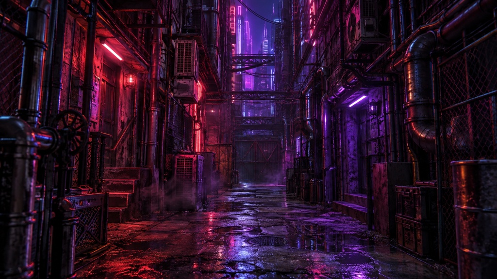 世界の路地裏(夜編)|背景素材10枚セット|Vol.181