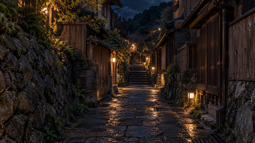 世界の路地裏(夜編)|背景素材10枚セット|Vol.181