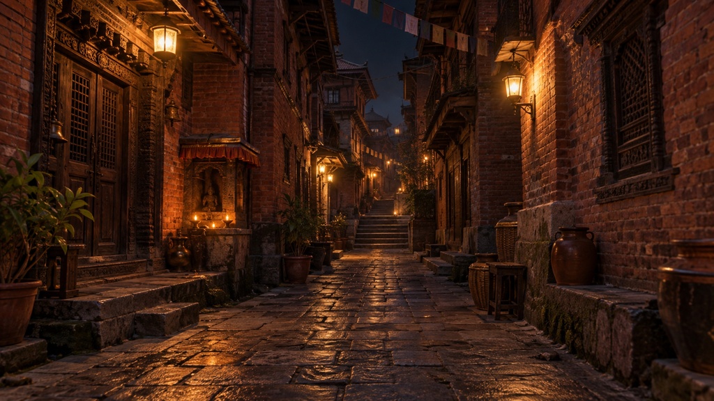 世界の路地裏（夜編）｜背景素材10枚セット｜Vol.182