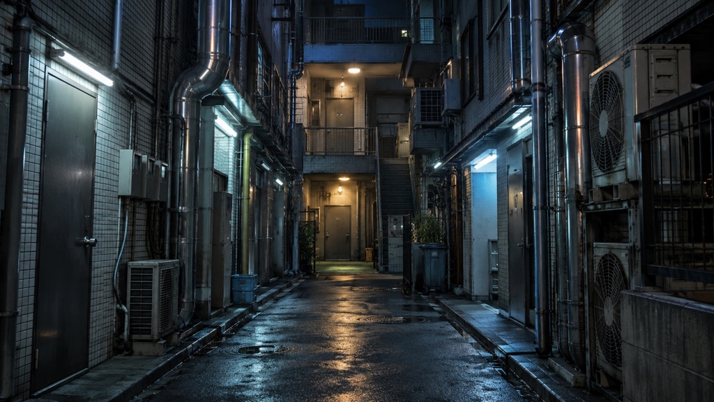 世界の路地裏(夜編)|背景素材10枚セット|Vol.183