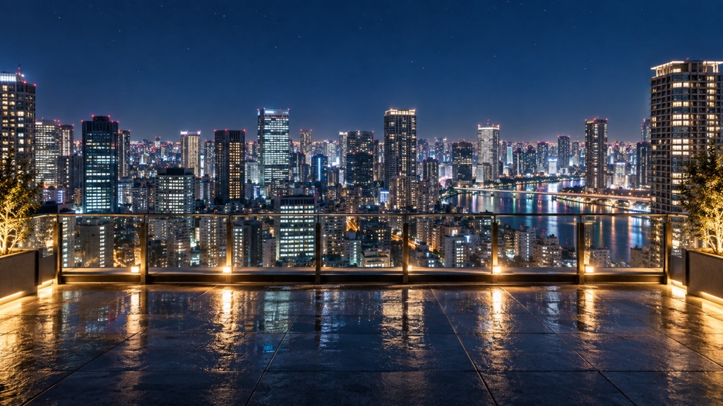 夜景の見える場所|背景素材10枚セット|Vol.218