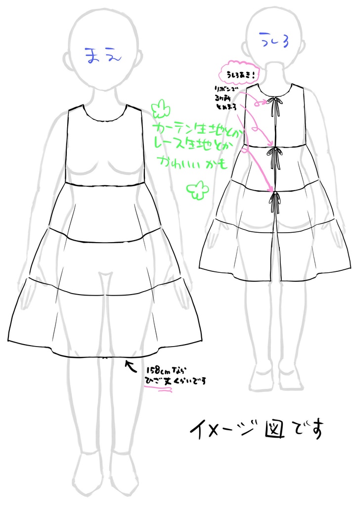 【型紙】ティアードエプロン【A4印刷】