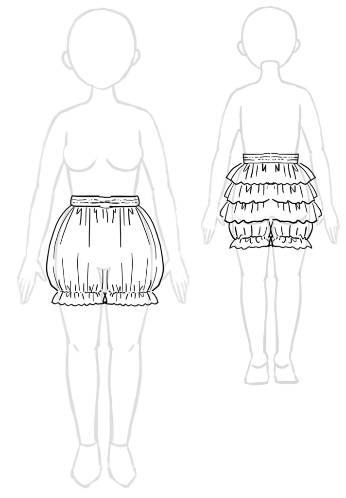 【型紙】フリルドロワーズ【A4、A3印刷】