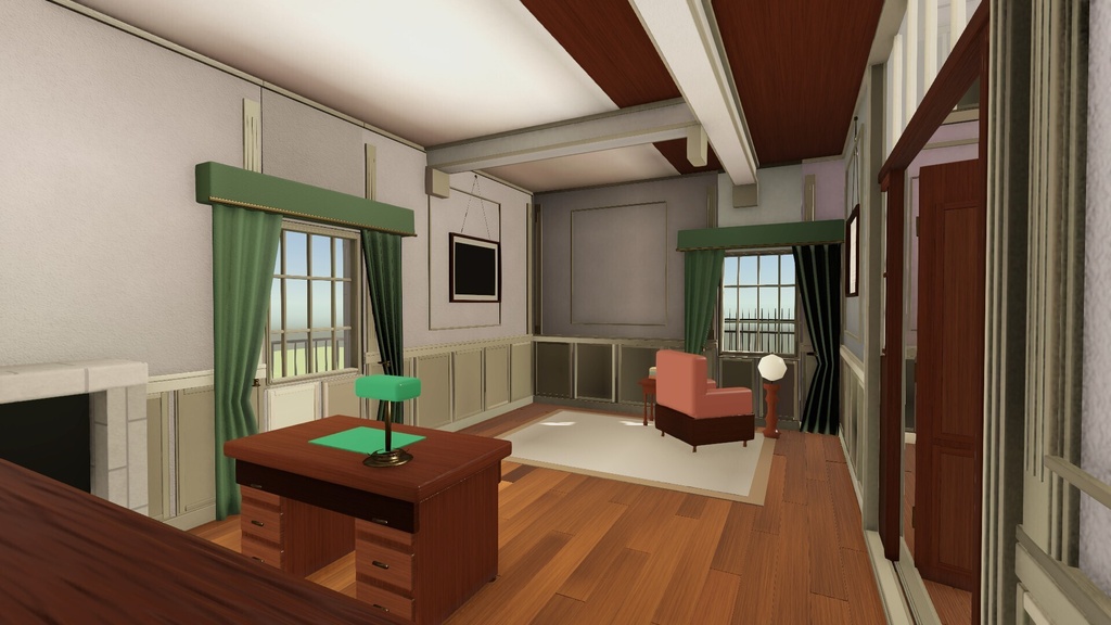 ヴィクトリア朝の邸宅「吹き抜けホールのある屋敷」3D背景セット【Blender/Unity6 URP】