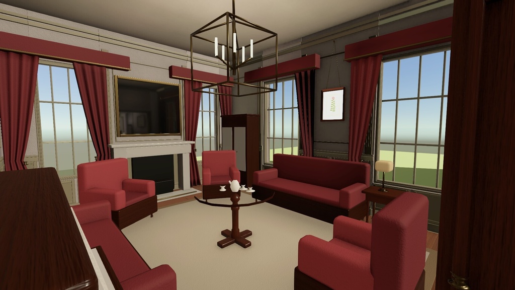 ヴィクトリア朝の邸宅「吹き抜けホールのある屋敷」3D背景セット【Blender/Unity6 URP】