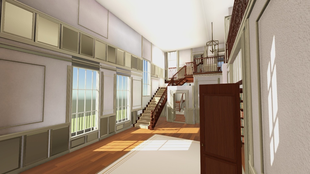ヴィクトリア朝の邸宅「吹き抜けホールのある屋敷」3D背景セット【Blender/Unity6 URP】