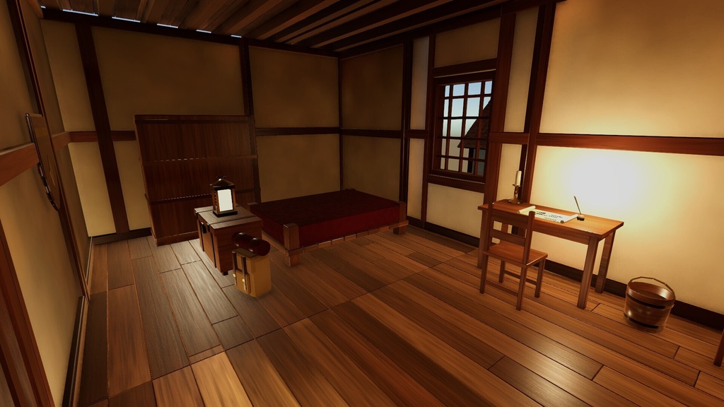 中世ファンタジー酒場「回廊のある宿屋酒場」3D背景セット【Blender/Unity6 URP】