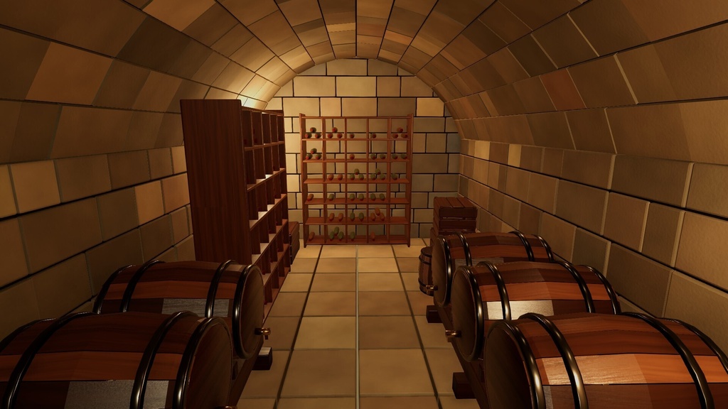 中世ファンタジー酒場「回廊のある宿屋酒場」3D背景セット【Blender/Unity6 URP】
