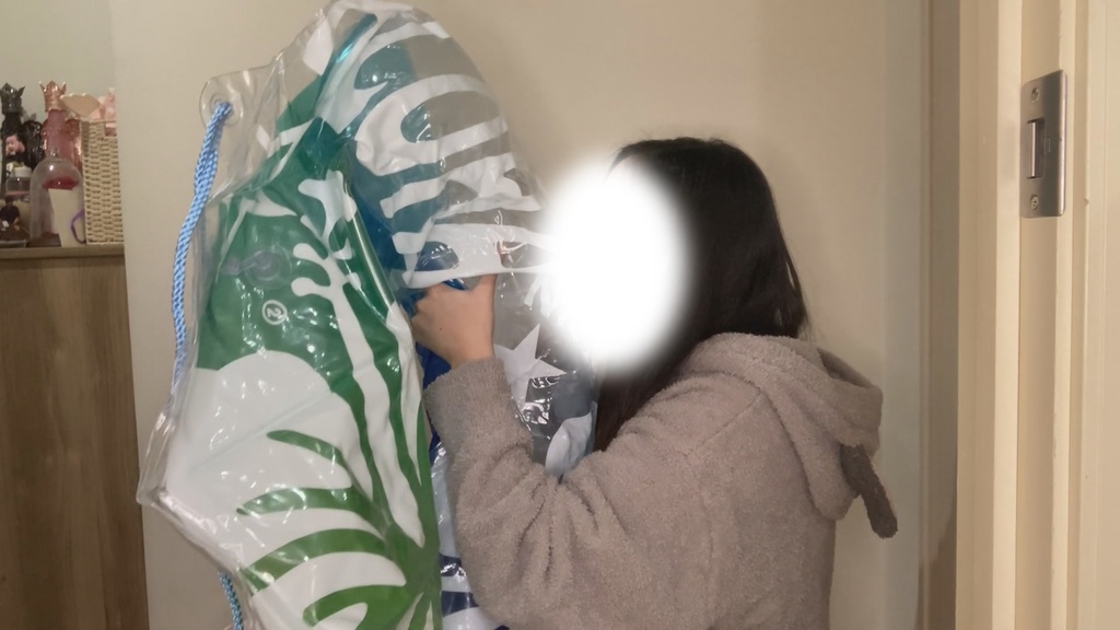 #13 まりなさんの130cm浮き輪膨らまし
