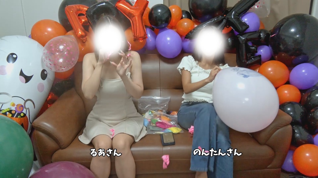 #61 るあさん・のんたんさんのイラスト風船膨らまし割り対決【YouTube登録者2000人記念】