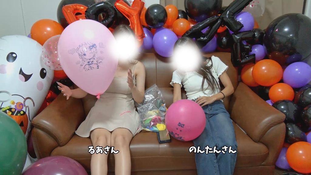 #61 るあさん・のんたんさんのイラスト風船膨らまし割り対決【YouTube登録者2000人記念】